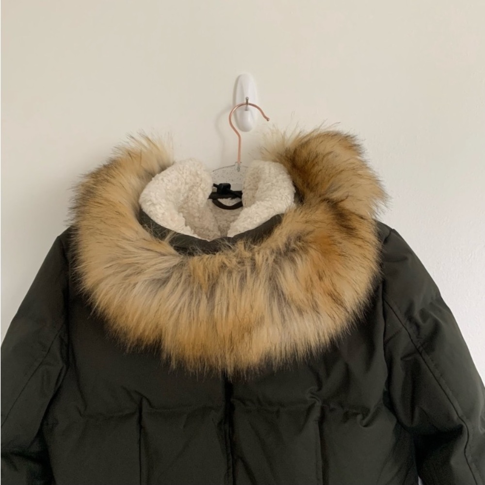 Like New Sam Edelman Loden olive green faux fur hood puffer parka jacket XS - Picture 4 of 10